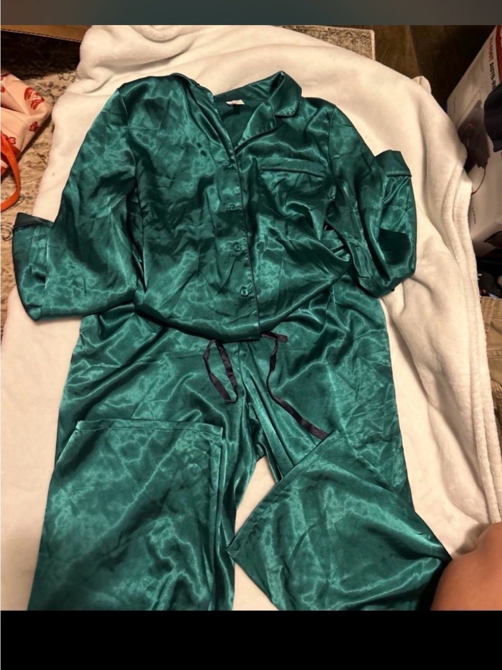crown & ivy Kids Satin Pajama Set - Emerald Teal